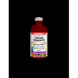 Calcium & Vitamin D3 Liquid/ Калций 1000 mg + Витамин D3 400 IU х 500 ml с вкус на боровинки Webber Naturals