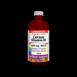 Calcium & Vitamin D3 Liquid/ Калций 1000 mg + Витамин D3 400 IU х 500 ml с вкус на боровинки Webber Naturals