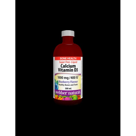 Calcium & Vitamin D3 Liquid/ Калций 1000 mg + Витамин D3 400 IU х 500 ml с вкус на боровинки Webber Naturals