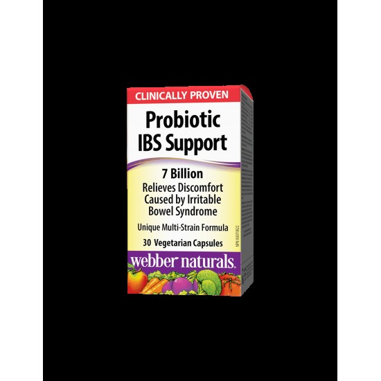 Probiotic IBS Support/ Пробиотик IBS 4 щама, 7 млрд. активни пробиотици х 30 капсули Webber Naturals