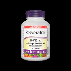 Resveratrol with Grape Seed Extract/ Ресвератрол 200 mg с Гроздово семе 25 mg х 90 капсули Webber Naturals