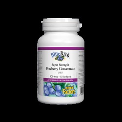 BlueRich® Super Strength Blueberry Concentrate / Синя боровинка супер концентрат, 500 mg, 90 капсули Natural Factors