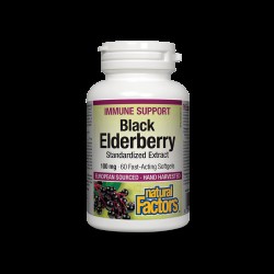 Black Elderberry Standardized Extract / Черен бъз /Стандартизиран екстракт/, 100 mg, 60 бързоусвоими софтгел капсули Natural Factors