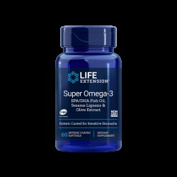 Super Omega-3 / Омега-3 от риба с добавени Лигнан от сусам и Маслина х 60 стомашно-устойчиви софтгел капсули