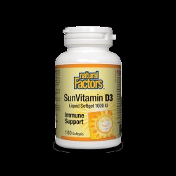 SunVitamin D3 1000 IU, Витамин D3 1000 IU, 180 софтгел капсули Natural Factors