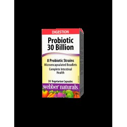 Probiotic 30 billion / 8 Probiotic Strains / Пробиотик, 30 млрд. активни пробиотици, 8 пробиотични щама, 30 капсули Webber Naturals