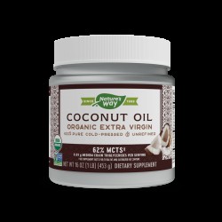 Кокосово масло, 62% MCT мастни киселини - Coconut Oil Organic Extra Virgin, 474 ml, 32 дози Nature’s Way