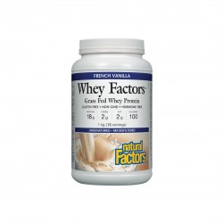 Whey Factors® Grass Fed Whey Protein - Суроватъчен протеин изолат с вкус на ванилия, 1 kg прах Natural Factors