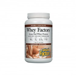 Whey Factors® Grass Fed Whey Protein - Суроватъчен протеин изолат с вкус на шоколад, 1 kg прах Natural Factors