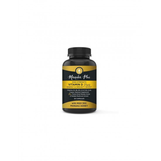 Manuka Plus High Strength Vitamin D3 25 µg  Energy & Immune Boost / Формула за силен имунитет с мед от манука, 30 капсули