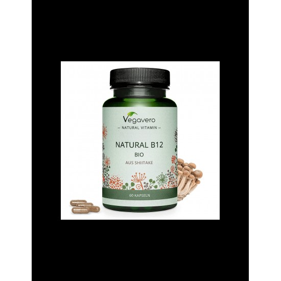 Natural B12 BIO aus Shiitake/ Витамин В12 (от био медицински гъби шийтаке), 60 капсули, 100% Vegan Vegavero