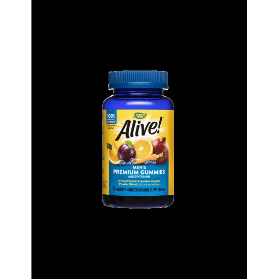 Alive! Men's Premium Gummies Multivitamin / Алайв! Премиум мултивитамини за мъже, 75 желирани таблетки Nature’s Way