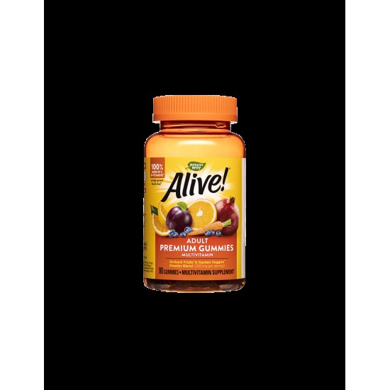 Alive! Adult Premium Gummies Multivitamin / Алайв! Премиум мултивитамини за възрастни, 90 желирани таблетки Nature’s Way