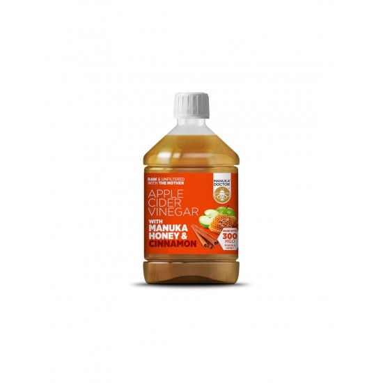 Ябълков оцет + мед от манука и канела - Apple Cider Vinegar with Manuka Honey & Cinnamon (300 MGO), 500 ml