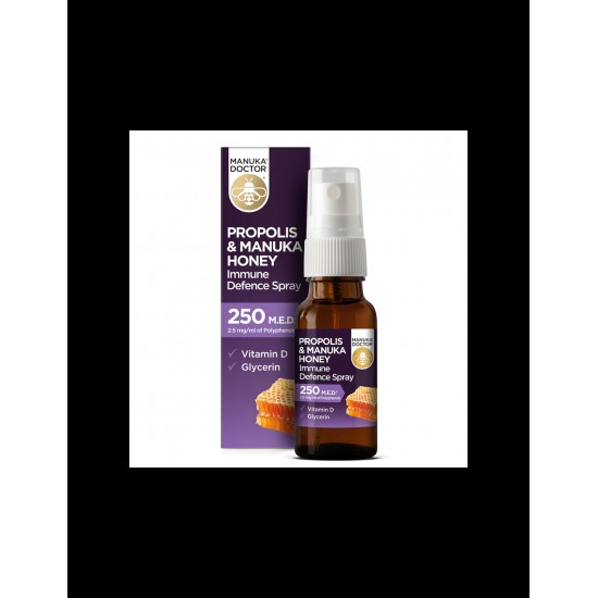 Propolis & Manuka Honey Immune Defence Spray 250 M.E.D/ Спрей за гърло с прополис (250 M.E.D), мед от манука и витамин D3, 20 ml