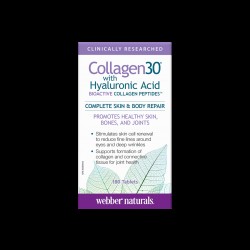 Collagen30® with Hyaluronic Acid / Колаген (биоактивни колагенови пептиди) с хиалуронова киселина, 180 таблетки Webber Naturals