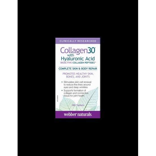 Collagen30® with Hyaluronic Acid / Колаген (биоактивни колагенови пептиди) с хиалуронова киселина, 180 таблетки Webber Naturals