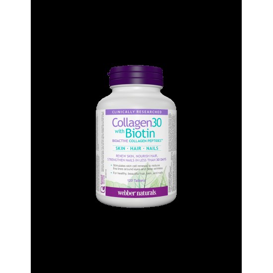 Collagen30® with Biotin / Колаген (биоактивни колагенови пептиди) с биотин, 120 таблетки Webber Naturals