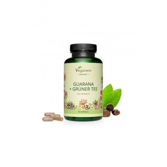 Guarana + Grüner Tee Bio Extrakte - Екстракт от гуарана и зелен чай, 90 капсули Vegavero