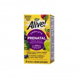 Alive! Complete Prenatal Multivitamin Алайв! - Мултивитамини за бременни и кърмещи жени (с растителна DHA), 30 софтгел капсули Nature’s Way