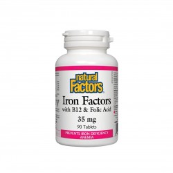 Iron Factors® - Желязо с витамин В12 и фолиева киселина, 90 таблетки Natural Factors