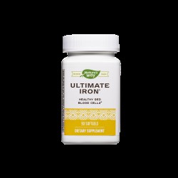 Ultimate Iron - Формула с желязо, фолат и витамин B12 (при анемия), 90 софтгел капсули Nature’s Way