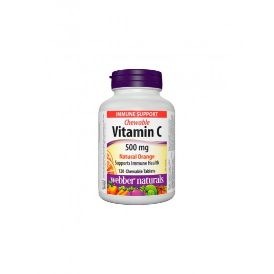 Chewable Vitamin C Natural Orange - Витамин С 500 mg, 120 дъвчащи таблетки с вкус на портокал Webber Naturals