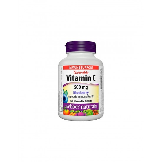 Chewable Vitamin C 500 mg - Витамин С 500 mg - 120 дъвчащи таблетки с вкус нa боровинки Webber Naturals