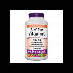 BioC Plus Vitamin C 500 mg - Витамин С 500 mg (буфериран) с Биофлавоноиди 60 mg, 220 софтгел капсули