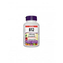 Vitamin B12 Cyanocobalamin - Витамин В12 (цианокобаламин) 2500 µg, 60 сублингвални таблетки Webber Naturals