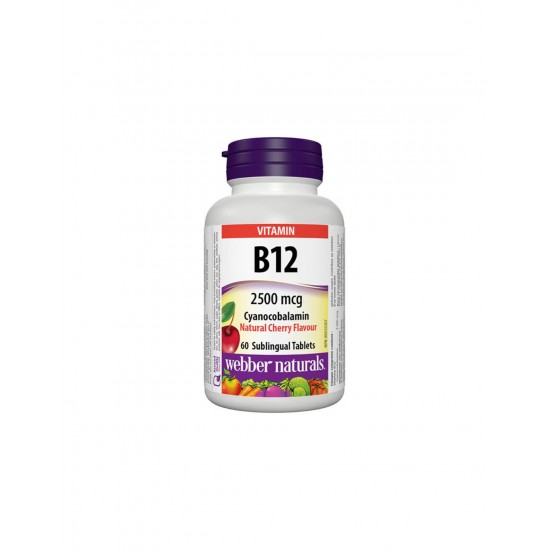 Vitamin B12 Cyanocobalamin - Витамин В12 (цианокобаламин) 2500 µg, 60 сублингвални таблетки Webber Naturals