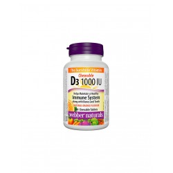 Здрави кости и зъби - Витамин D3 1000 IU, 180 дъвчащи таблетки Webber Naturals