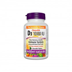 Здрави кости и зъби - Витамин D3 1000 IU, 180 дъвчащи таблетки Webber Naturals