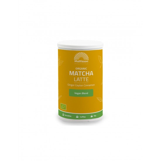 Лате с матча, джинджифил и цейлонска канела Био, 140 g прах Mattisson Healthstyle